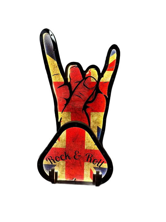 Retro Union Jack Guitar Stand with LED Lighting